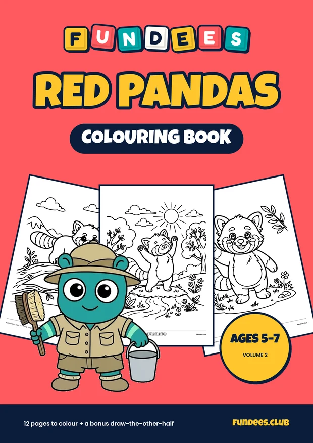 Red Pandas coloring book cover, Ages 5–7, volume 2