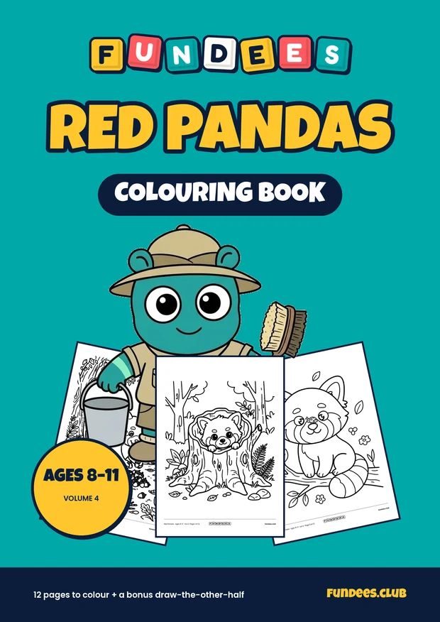 Red Pandas coloring book cover, Ages 8–11, volume 4