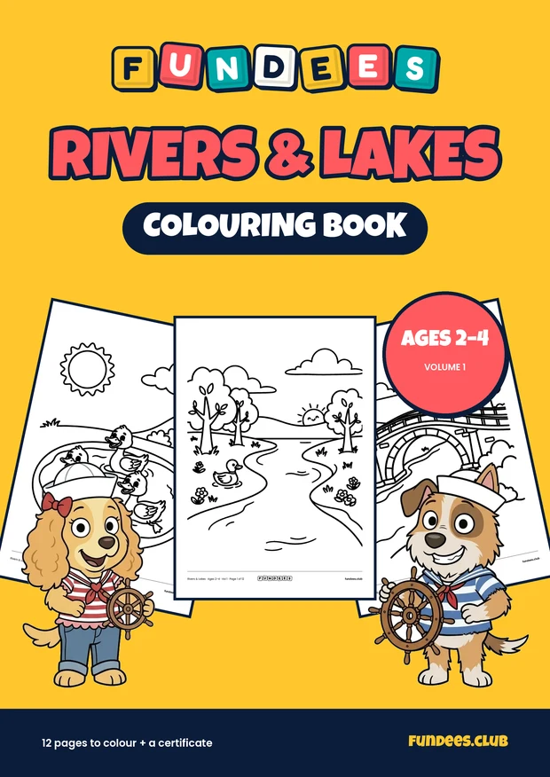 Rivers & Lakes coloring book cover, Ages 2–4, volume 1