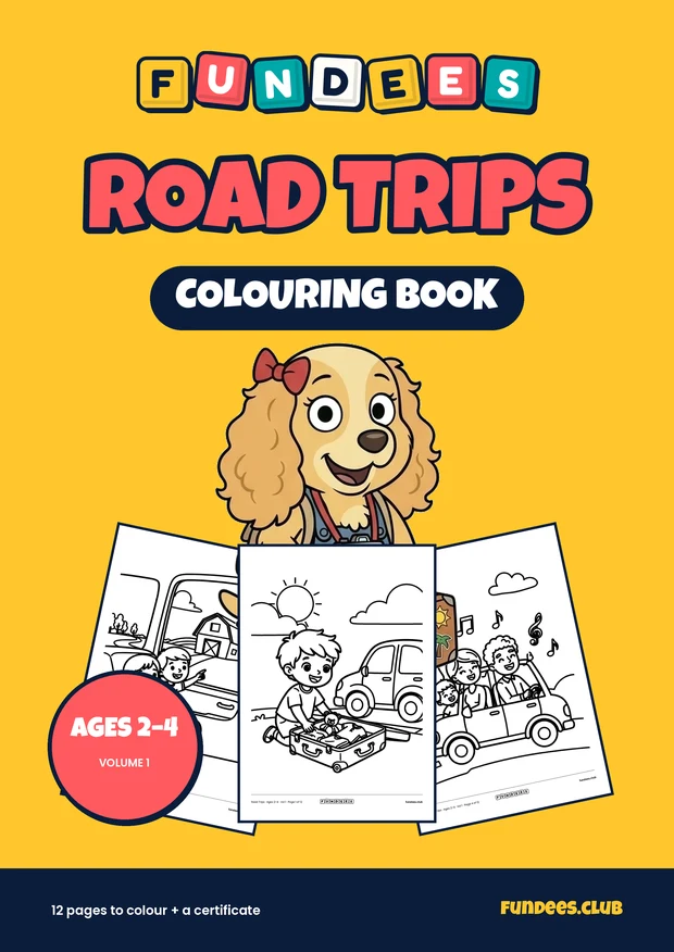 Road Trips coloring book cover, Ages 2–4, volume 1