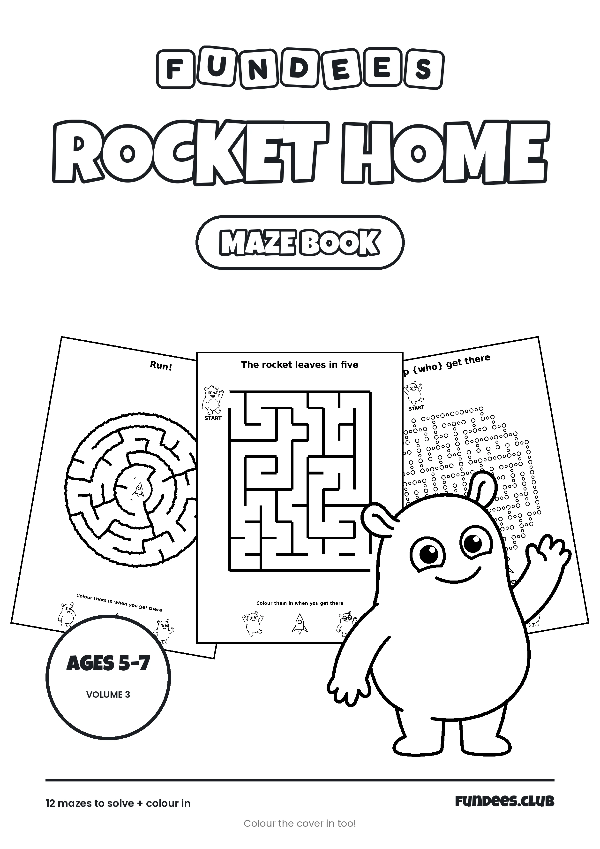 Rocket Home coloring book cover, Ages 5–7, volume 3