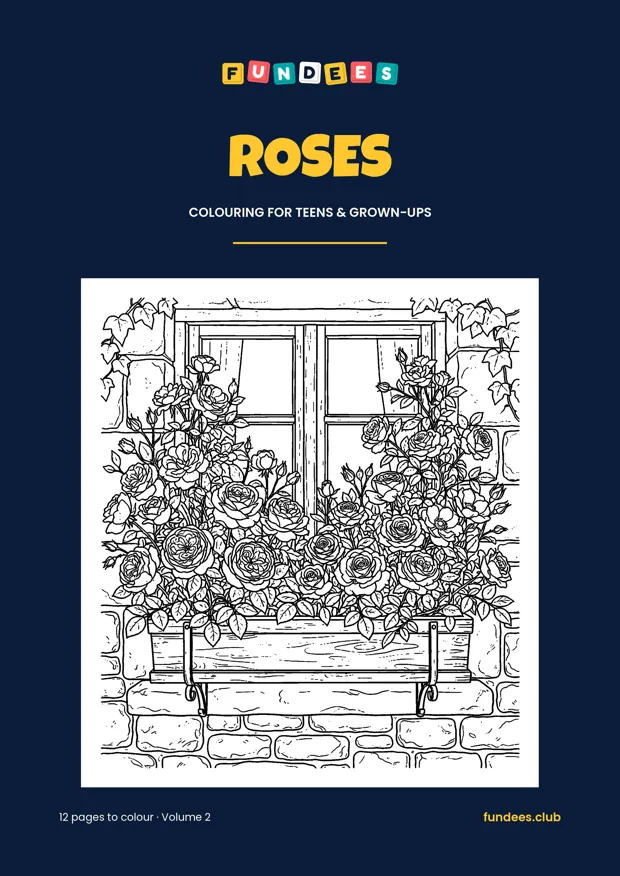 Roses coloring book cover, Teens & grown-ups, volume 2