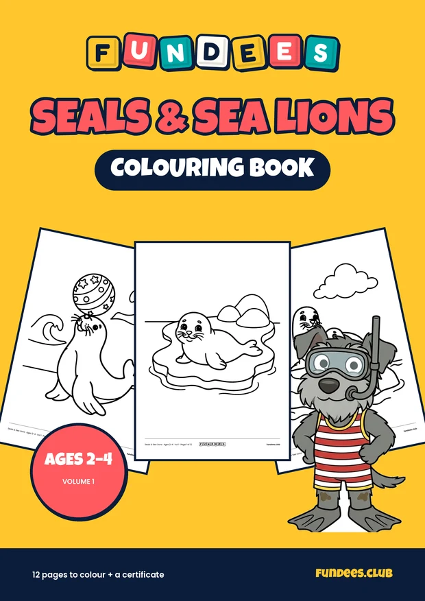 Seals & Sea Lions coloring book cover, Ages 2–4, volume 1