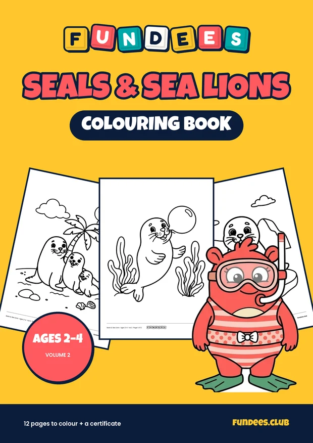 Seals & Sea Lions coloring book cover, Ages 2–4, volume 2