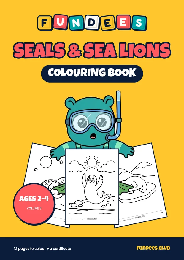 Seals & Sea Lions coloring book cover, Ages 2–4, volume 3