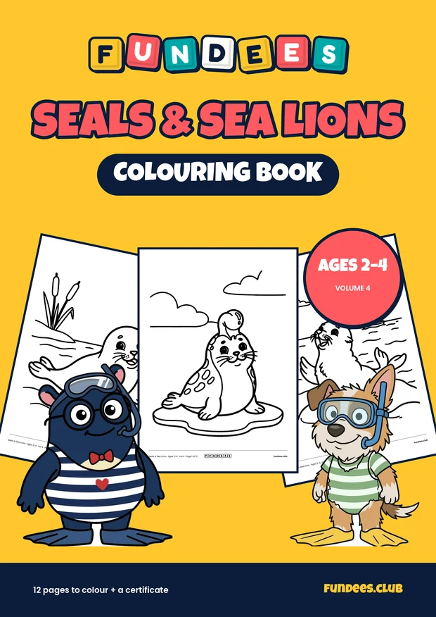 Seals & Sea Lions coloring book cover, Ages 2–4, volume 4