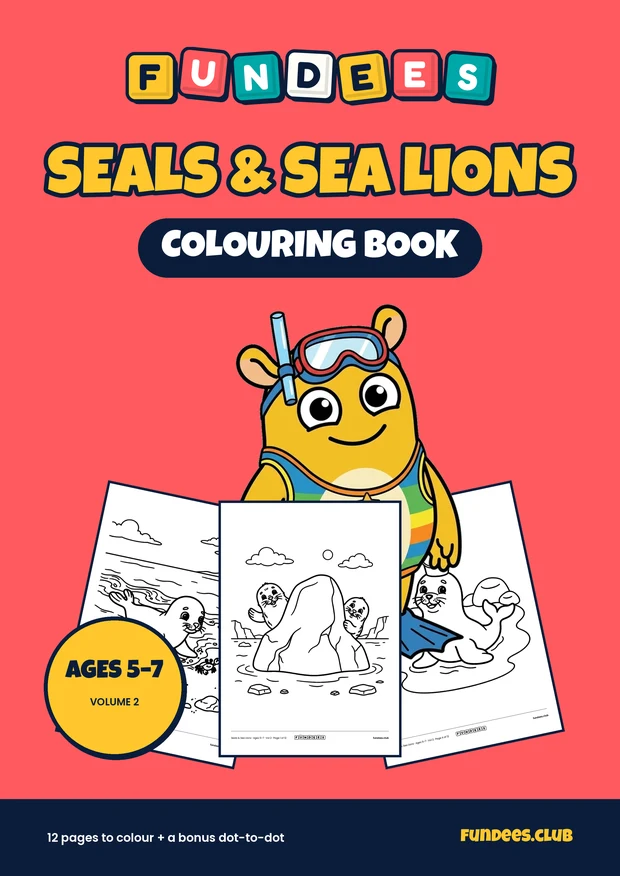 Seals & Sea Lions coloring book cover, Ages 5–7, volume 2