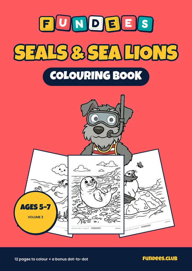 Seals & Sea Lions coloring book cover, Ages 5–7, volume 3