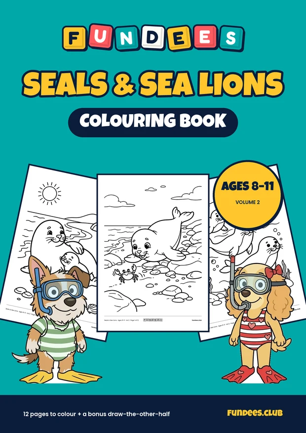 Seals & Sea Lions coloring book cover, Ages 8–11, volume 2