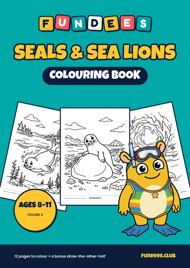 Seals & Sea Lions coloring book cover, Ages 8–11, volume 4