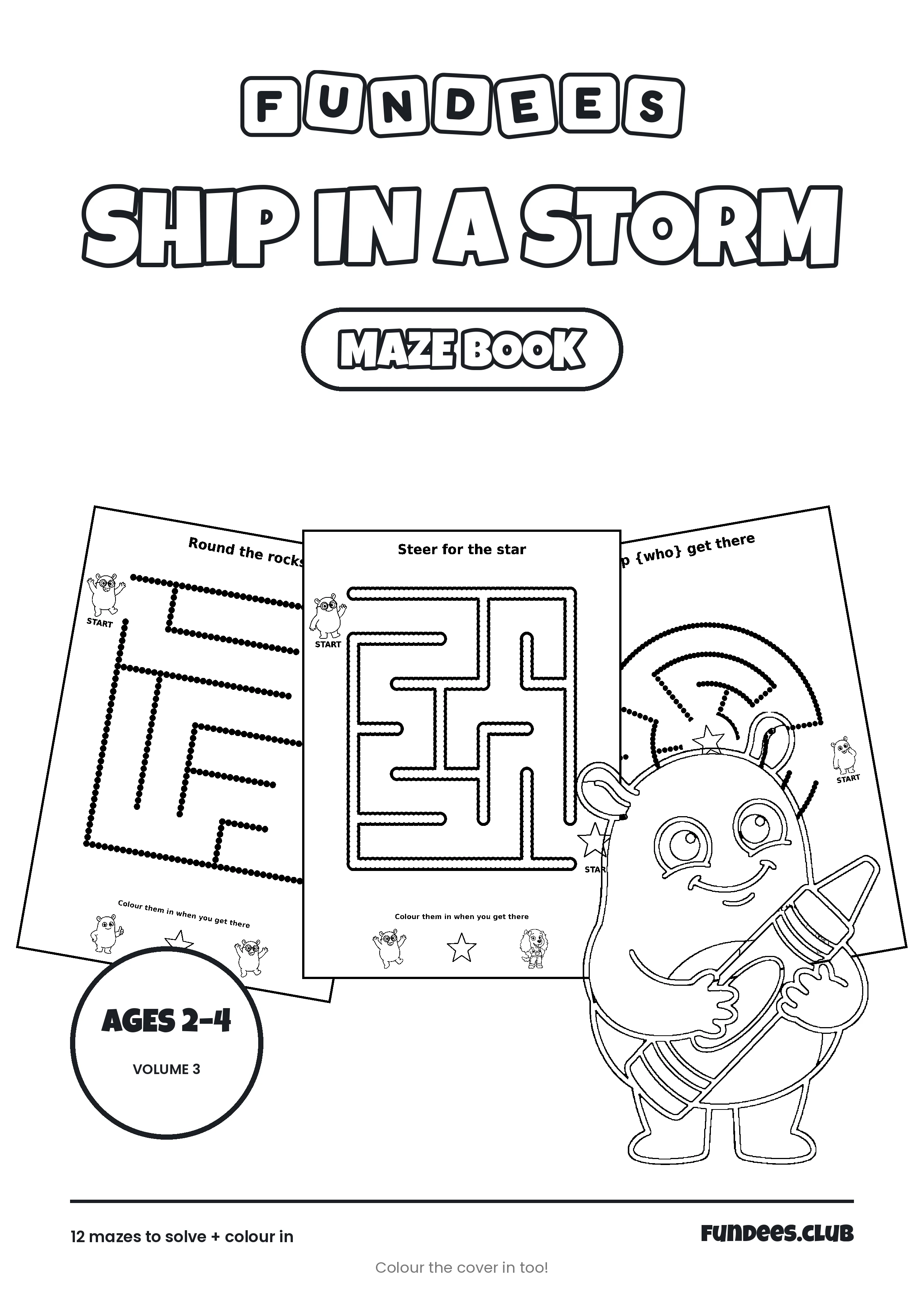 Ship in a Storm coloring book cover, Ages 2–4, volume 3