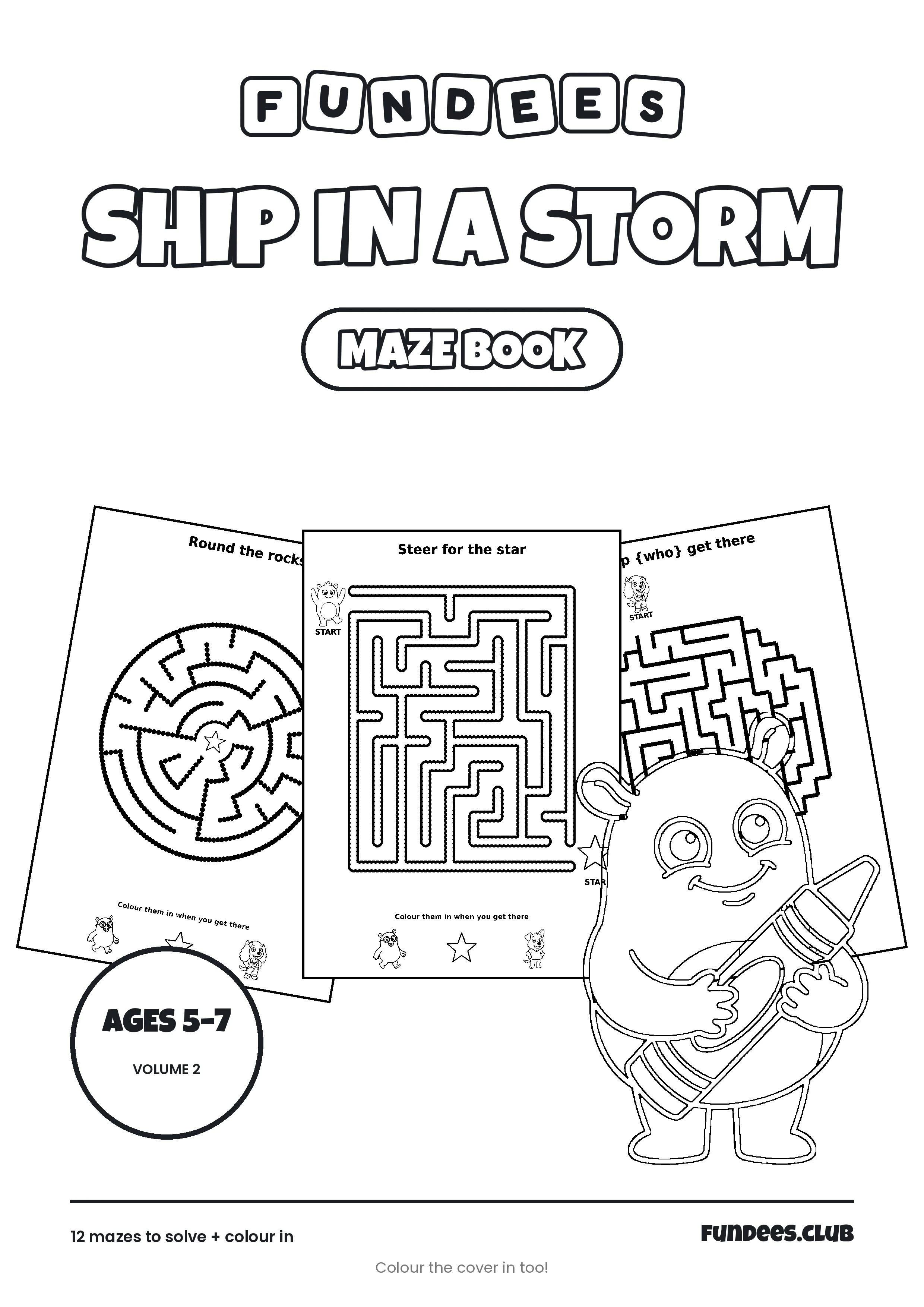 Ship in a Storm coloring book cover, Ages 5–7, volume 2