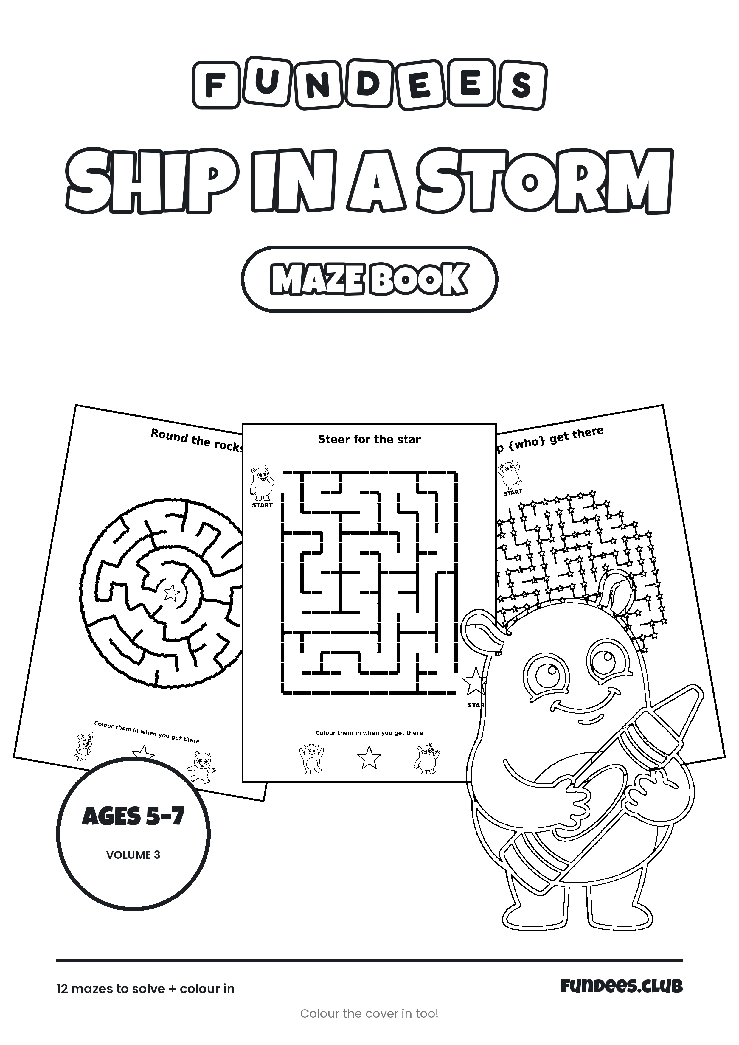 Ship in a Storm coloring book cover, Ages 5–7, volume 3