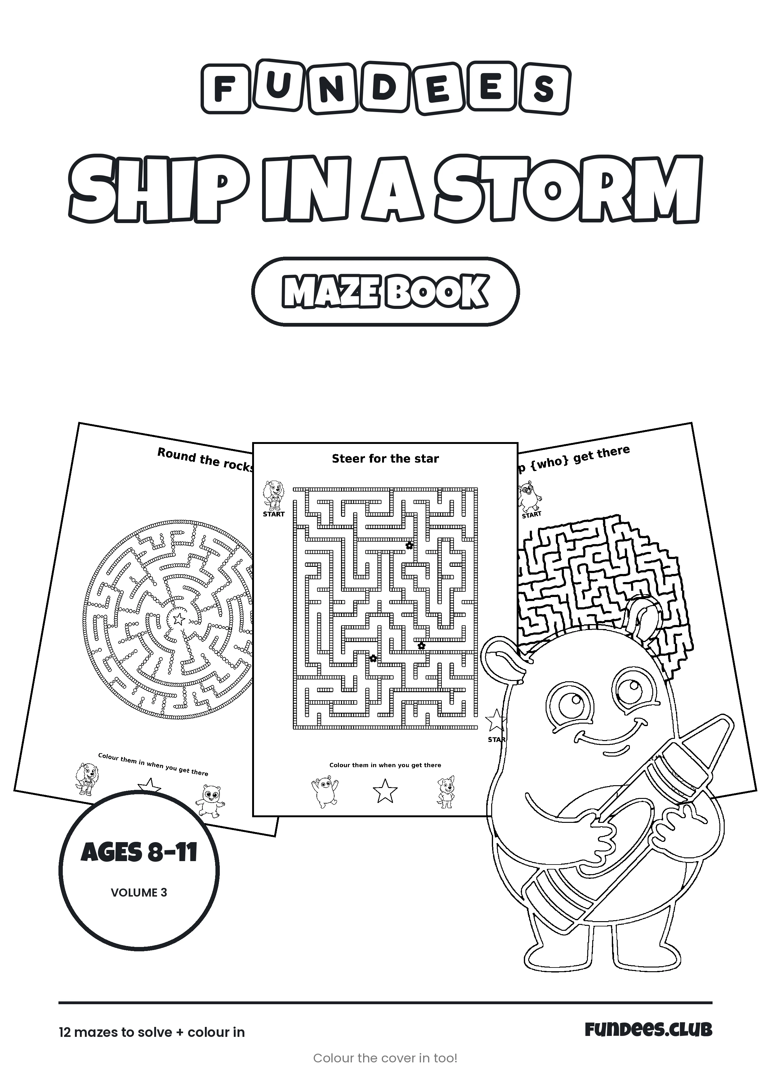 Ship in a Storm coloring book cover, Ages 8–11, volume 3