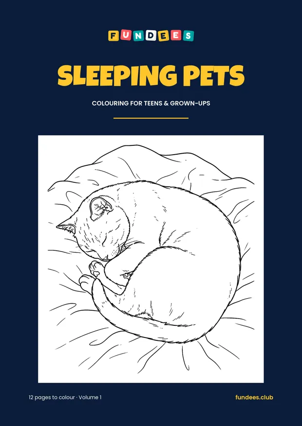 Sleeping Pets coloring book cover, Teens & grown-ups, volume 1