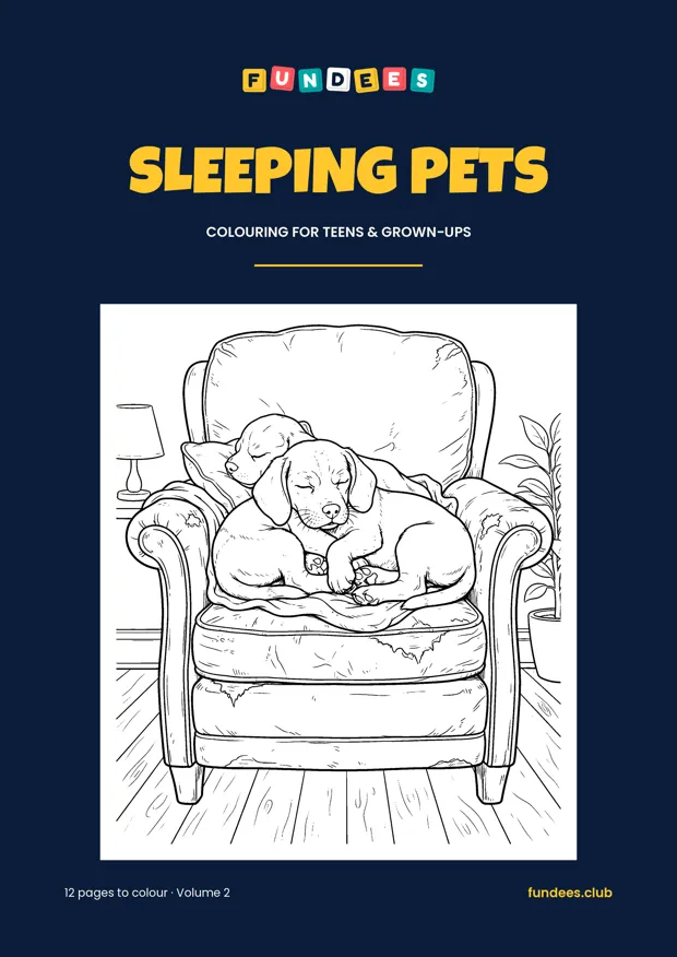 Sleeping Pets coloring book cover, Teens & grown-ups, volume 2