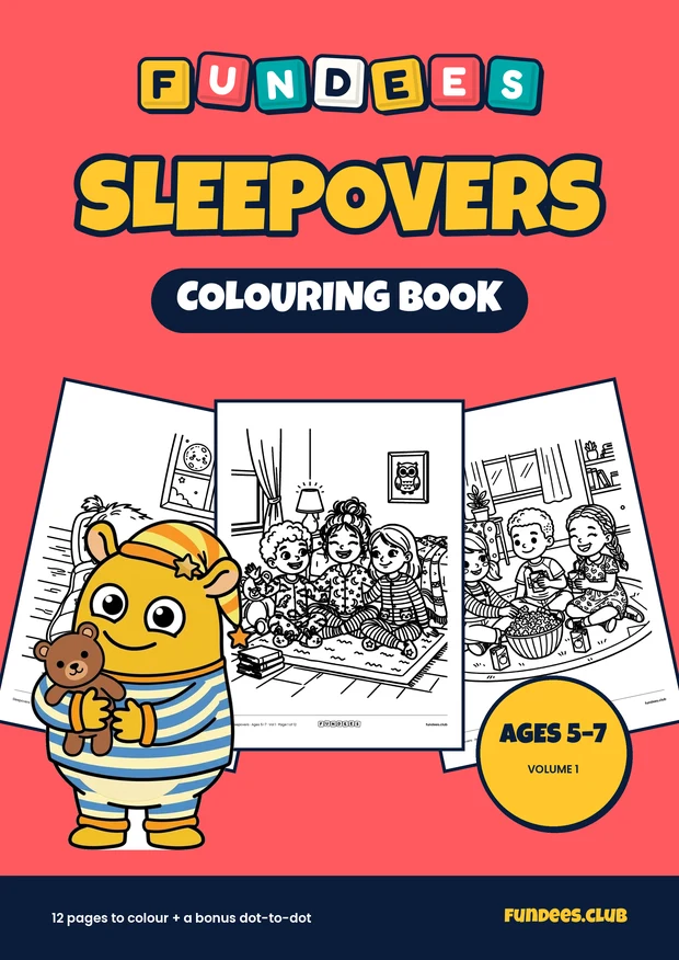 Sleepovers coloring book cover, Ages 5–7, volume 1