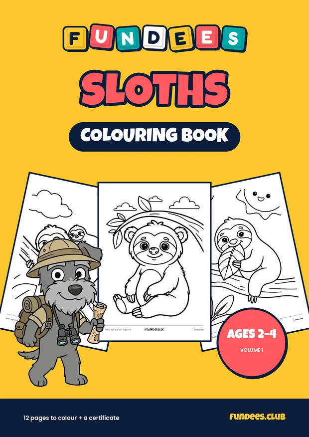 Sloths coloring book cover, Ages 2–4, volume 1