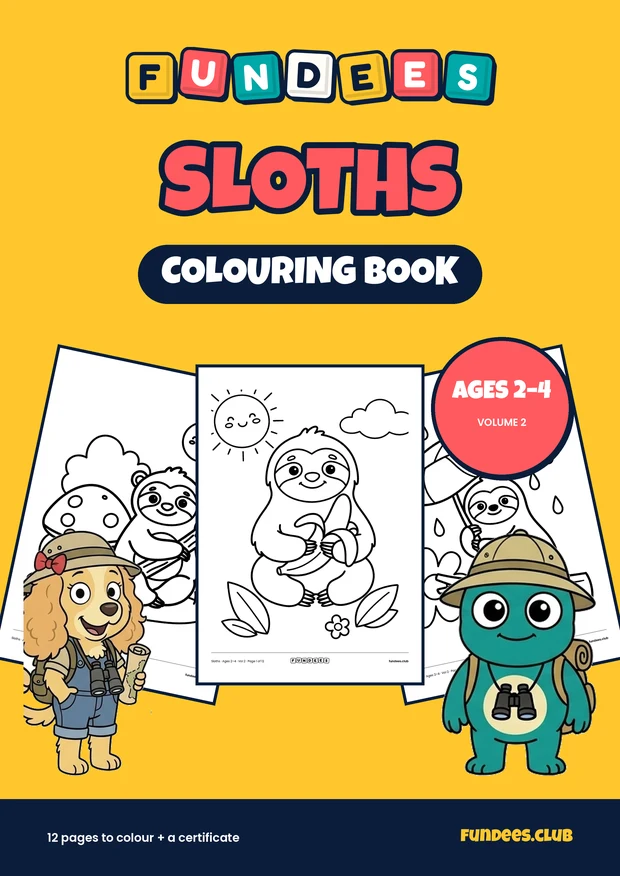 Sloths coloring book cover, Ages 2–4, volume 2
