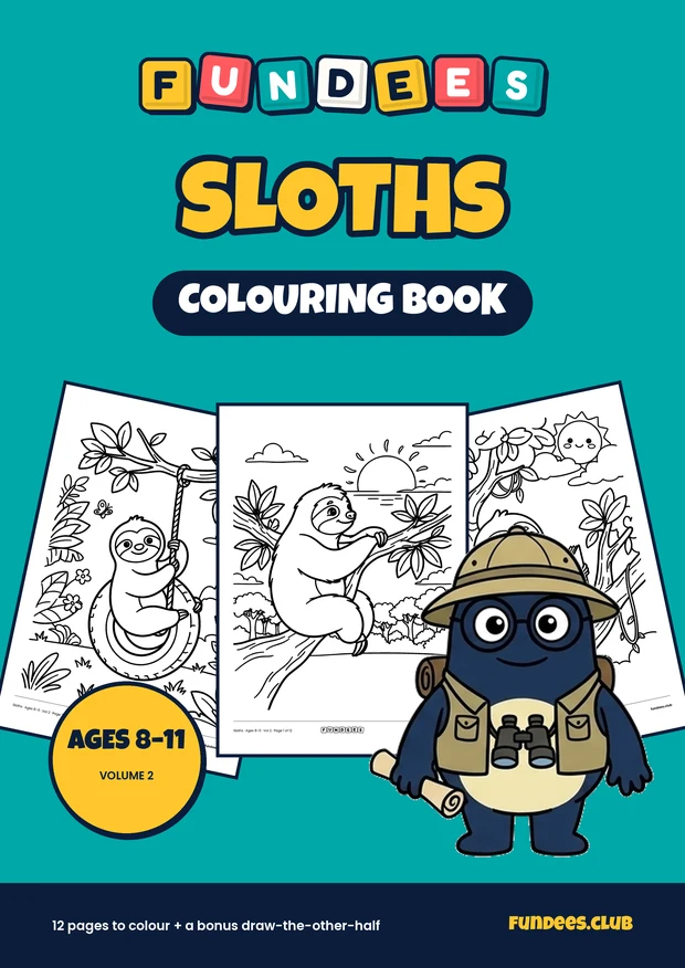 Sloths coloring book cover, Ages 8–11, volume 2
