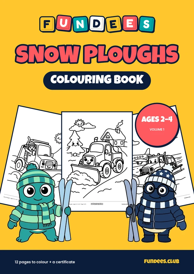 Snow Ploughs coloring book cover, Ages 2–4, volume 1