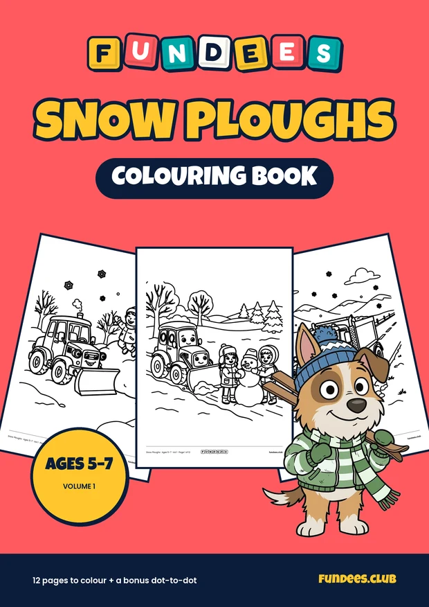 Snow Ploughs coloring book cover, Ages 5–7, volume 1
