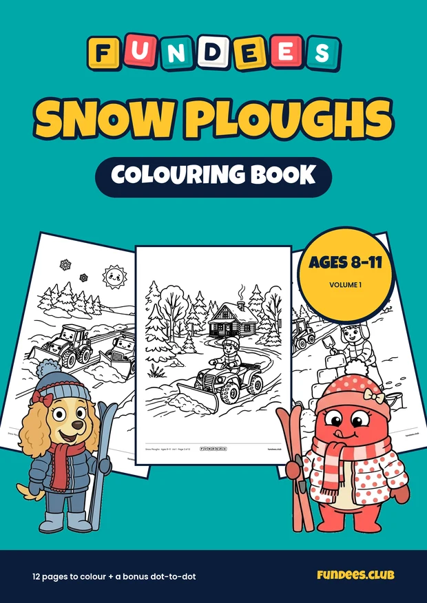 Snow Ploughs coloring book cover, Ages 8–11, volume 1