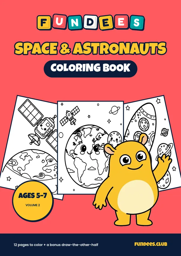 Space & Astronauts coloring book cover, Ages 5–7, volume 2