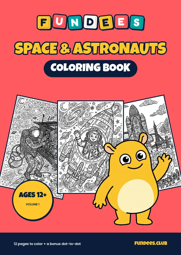 Space & Astronauts coloring book cover, Ages 12+, volume 1