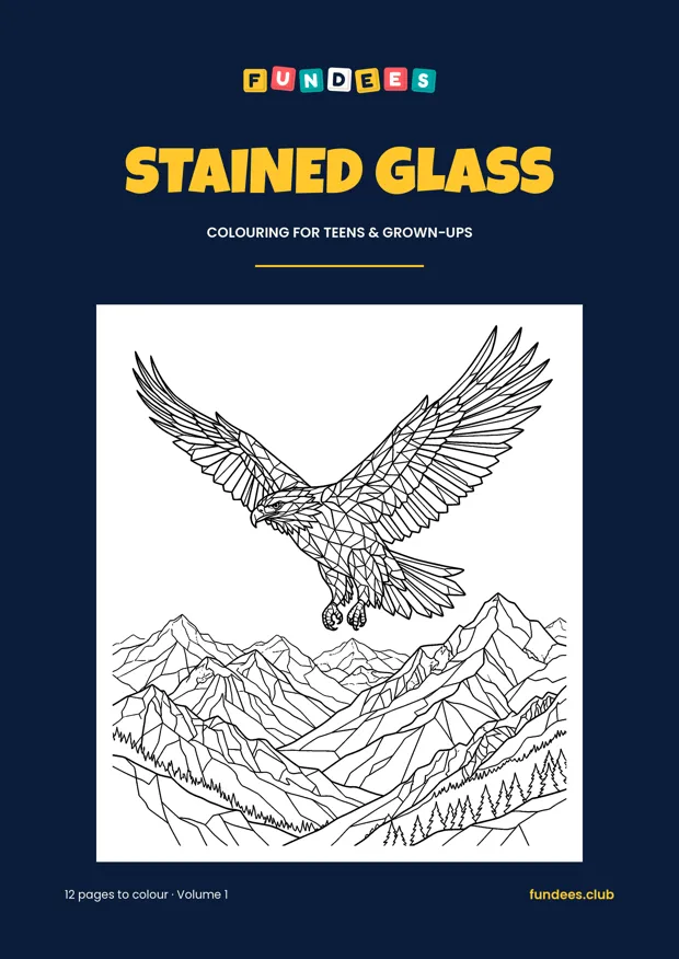 Stained Glass coloring book cover, Teens & grown-ups, volume 1