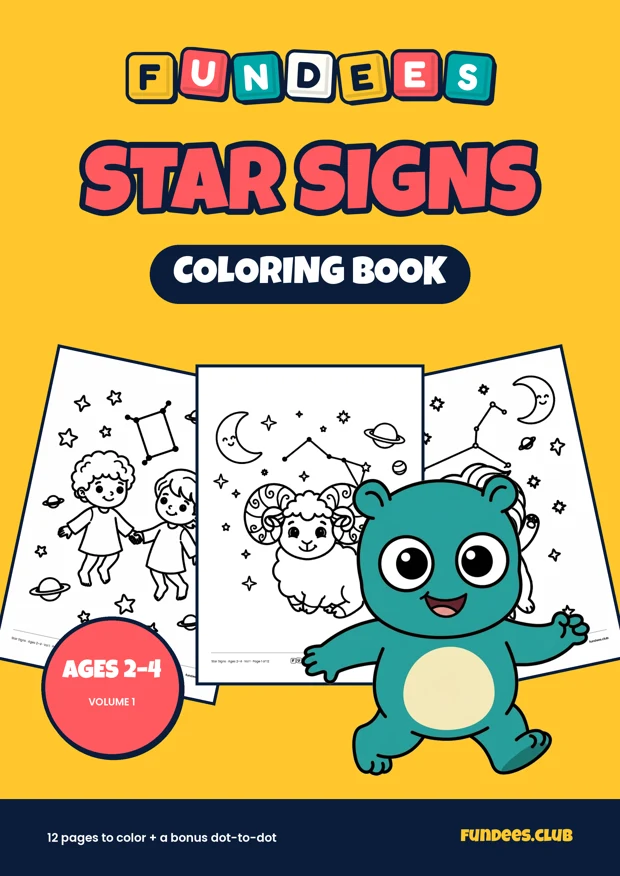 Star Signs coloring book cover, Ages 2–4, volume 1