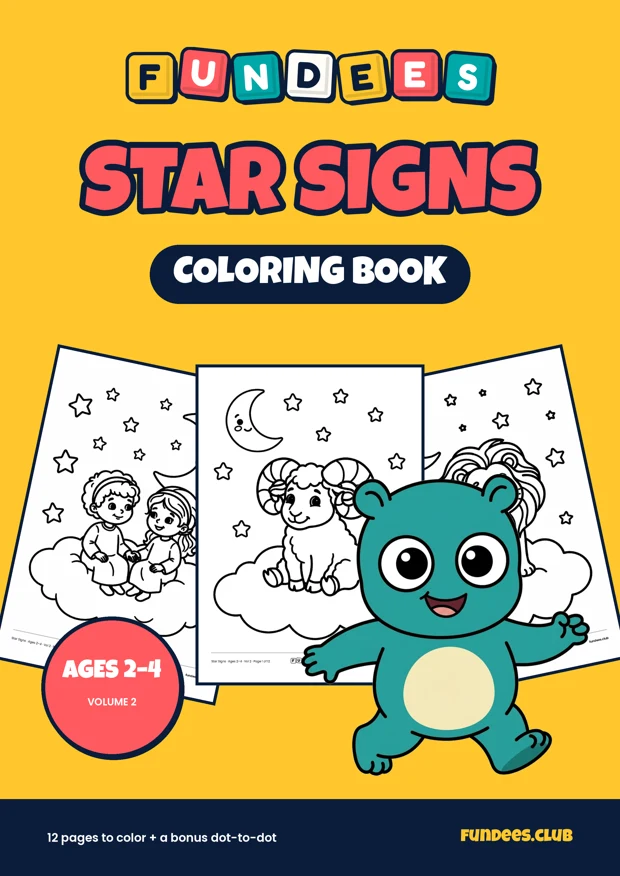 Star Signs coloring book cover, Ages 2–4, volume 2