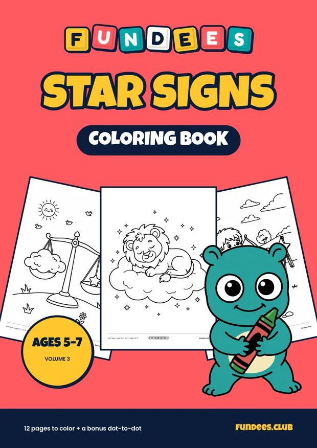 Star Signs coloring book cover, Ages 5–7, volume 3
