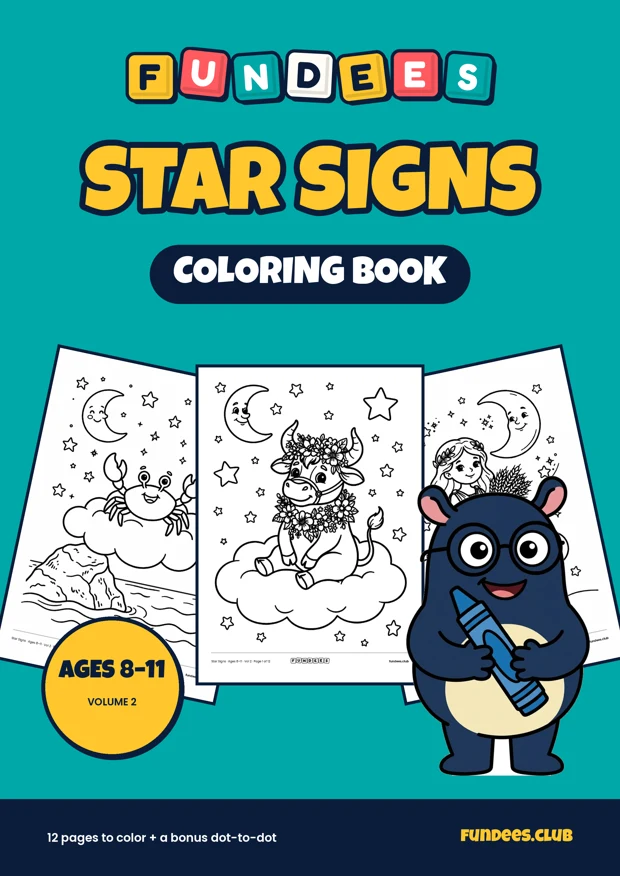 Star Signs coloring book cover, Ages 8–11, volume 2