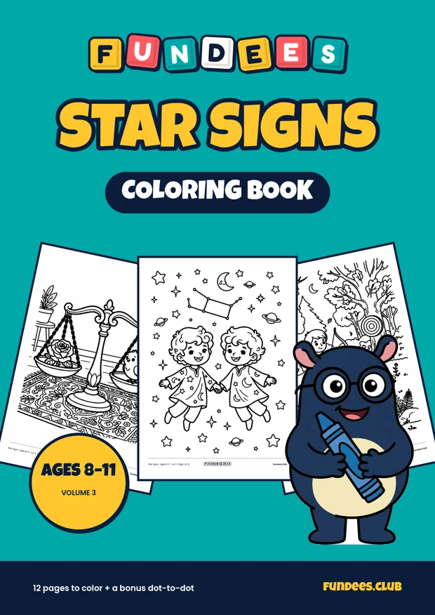 Star Signs coloring book cover, Ages 8–11, volume 3