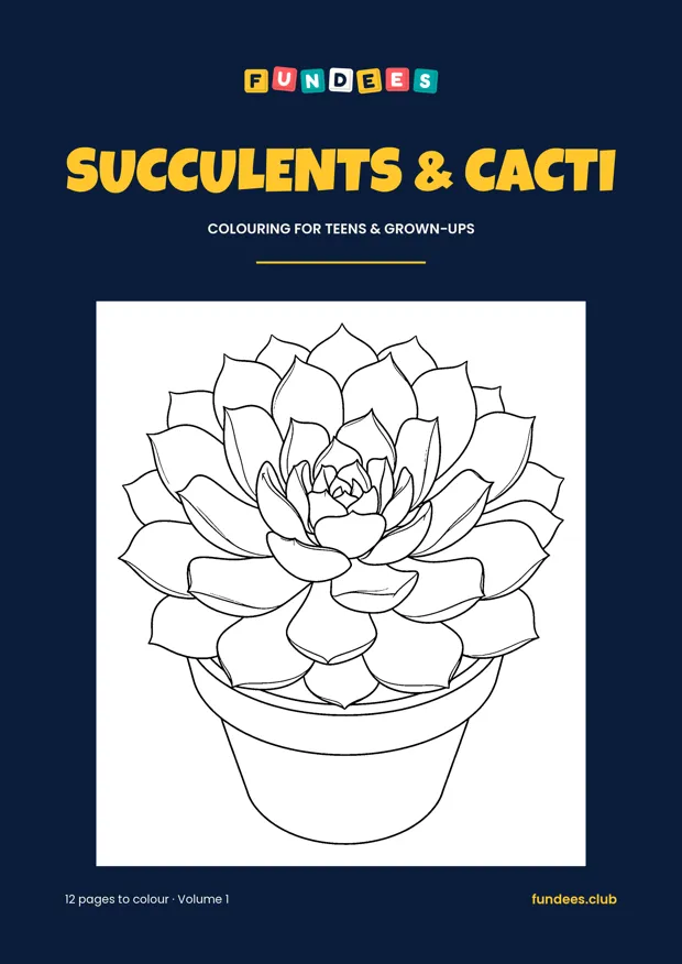 Succulents & Cacti coloring book cover, Teens & grown-ups, volume 1