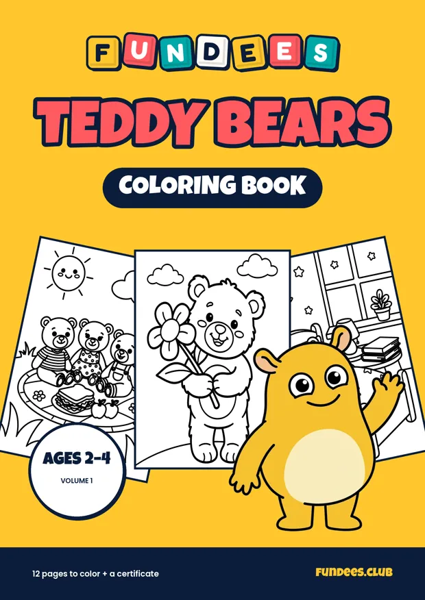 Teddy Bears coloring book cover, Ages 2–4, volume 1