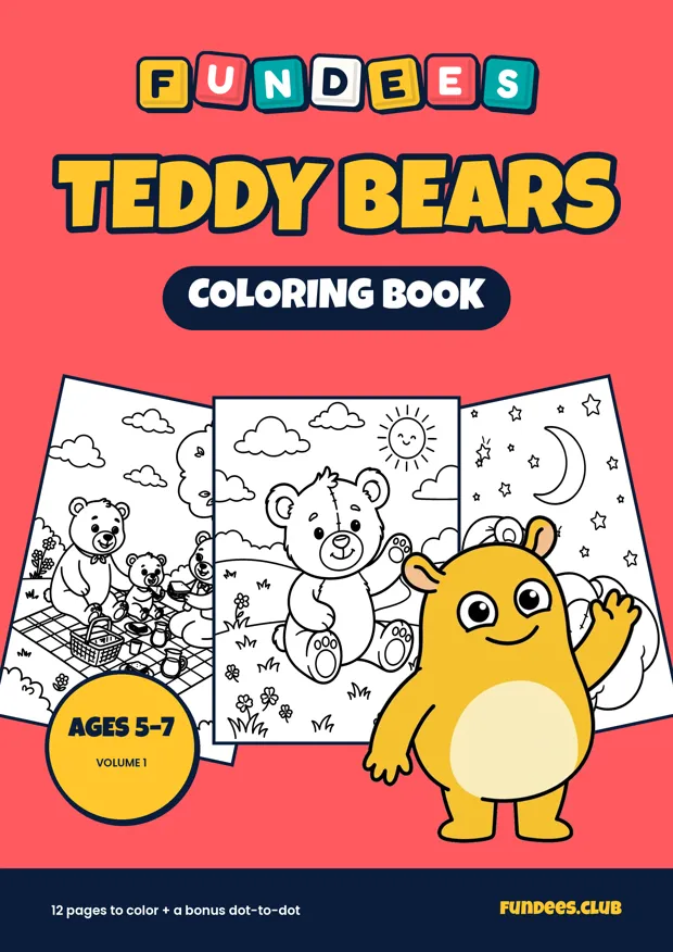 Teddy Bears coloring book cover, Ages 5–7, volume 1