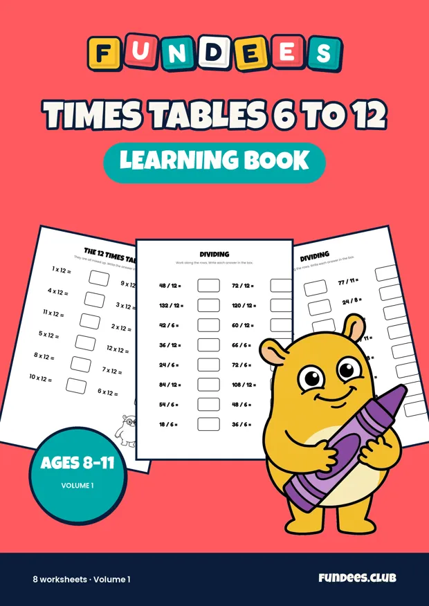 Times Tables 6 to 12 learning books, Ages 8–11