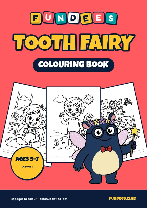 Tooth Fairy coloring book cover, Ages 5–7, volume 1