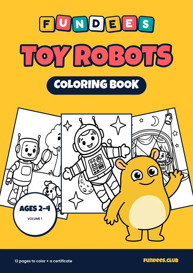Toy Robots coloring book cover, Ages 2–4, volume 1