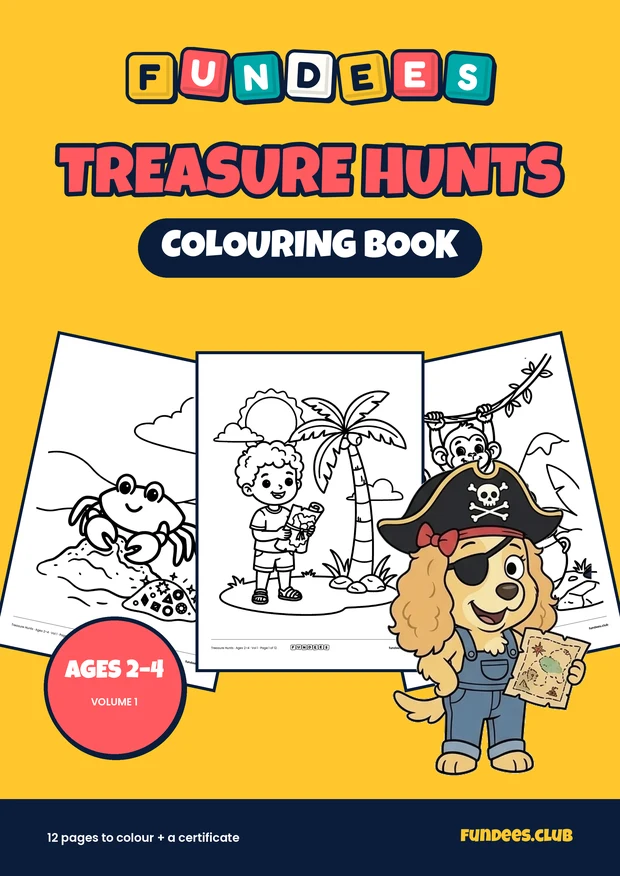 Treasure Hunts coloring book cover, Ages 2–4, volume 1