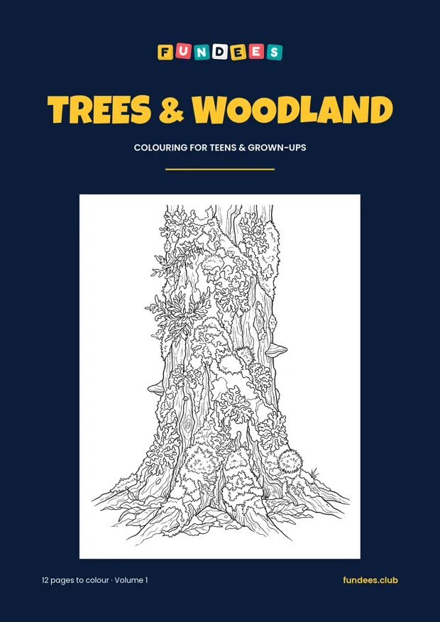 Trees & Woodland coloring book cover, Teens & grown-ups, volume 1