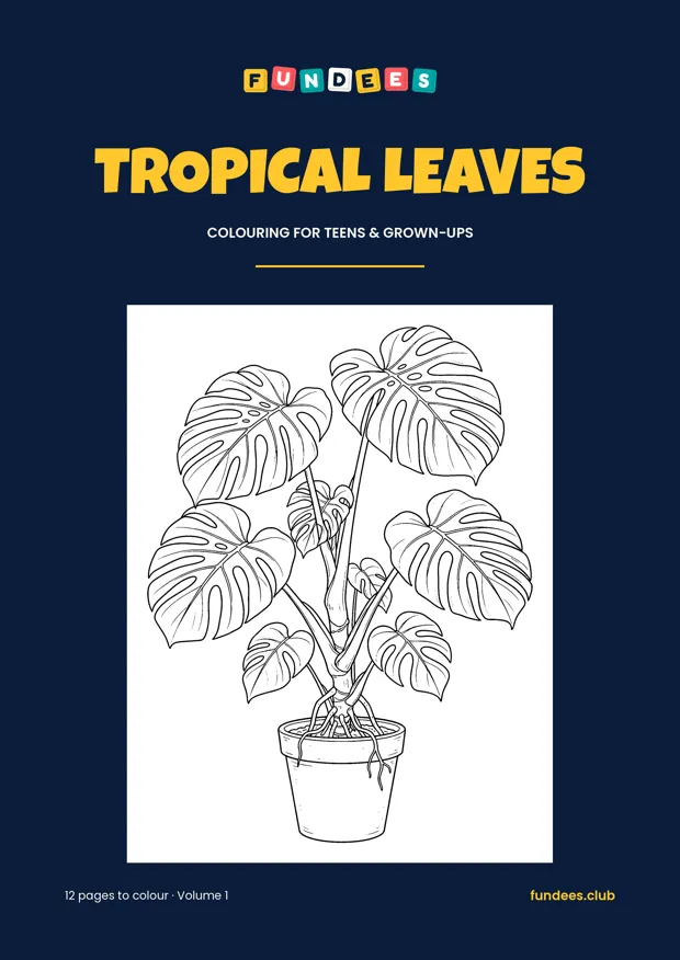 Tropical Leaves coloring book cover, Teens & grown-ups, volume 1