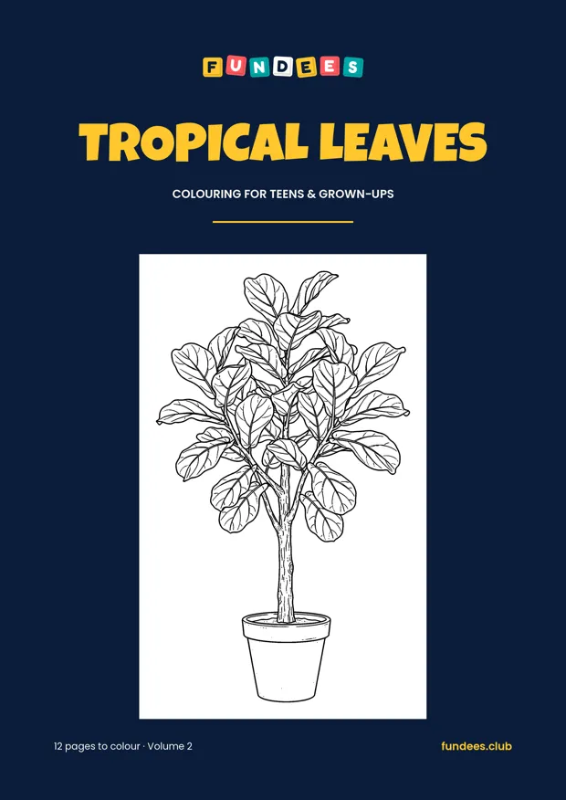 Tropical Leaves coloring book cover, Teens & grown-ups, volume 2