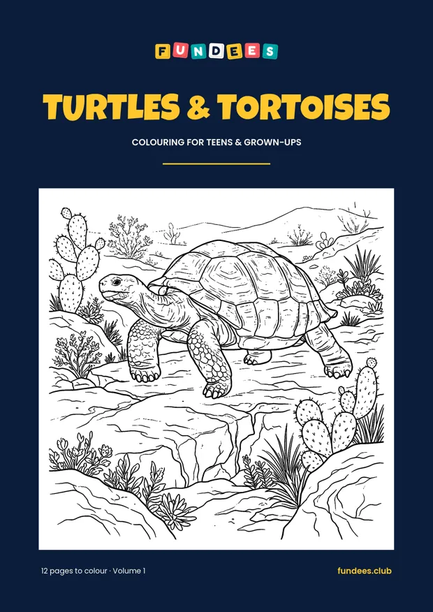 Turtles & Tortoises coloring book cover, Teens & grown-ups, volume 1