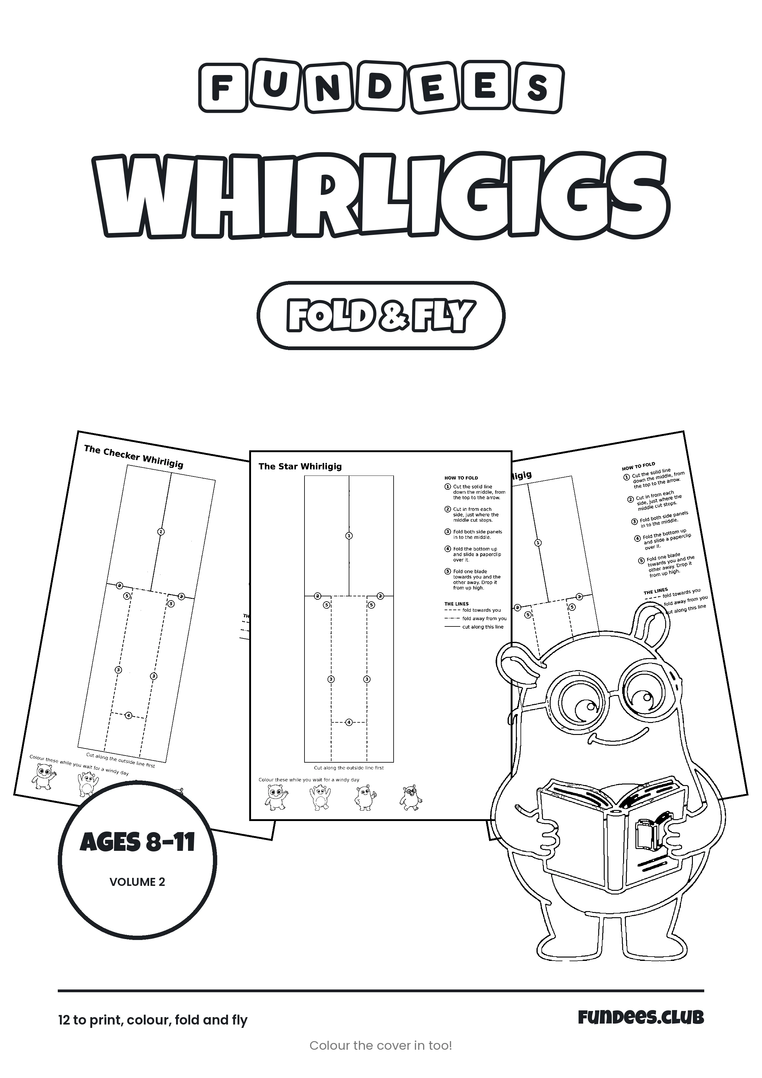 Whirligigs coloring book cover, Ages 8–11, volume 2