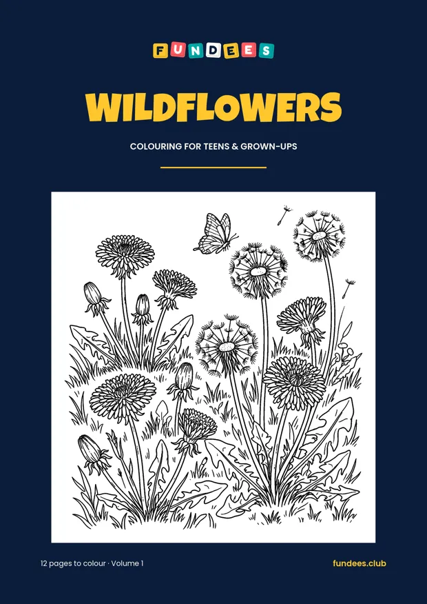 Wildflowers coloring book cover, Teens & grown-ups, volume 1