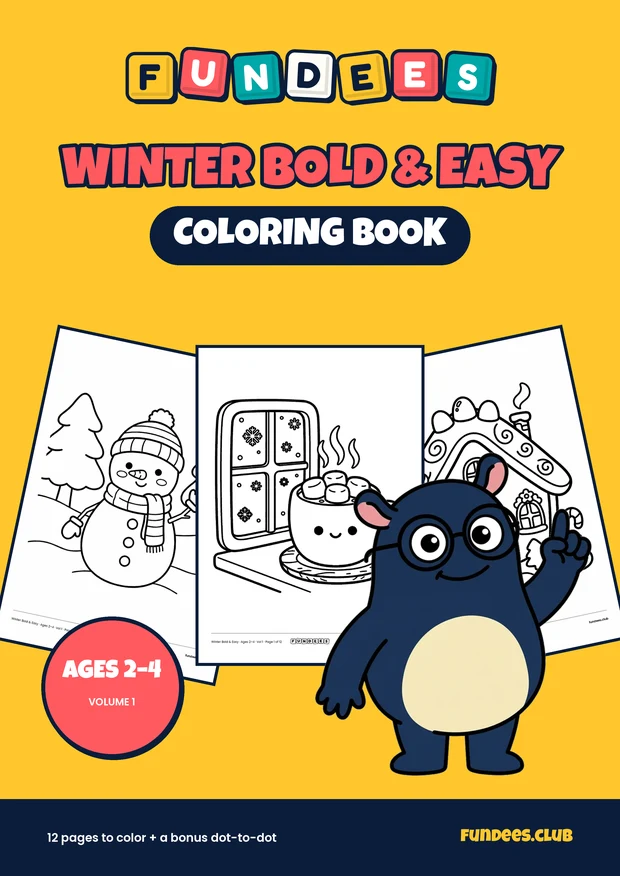 Winter Bold & Easy coloring book cover, Ages 2–4, volume 1