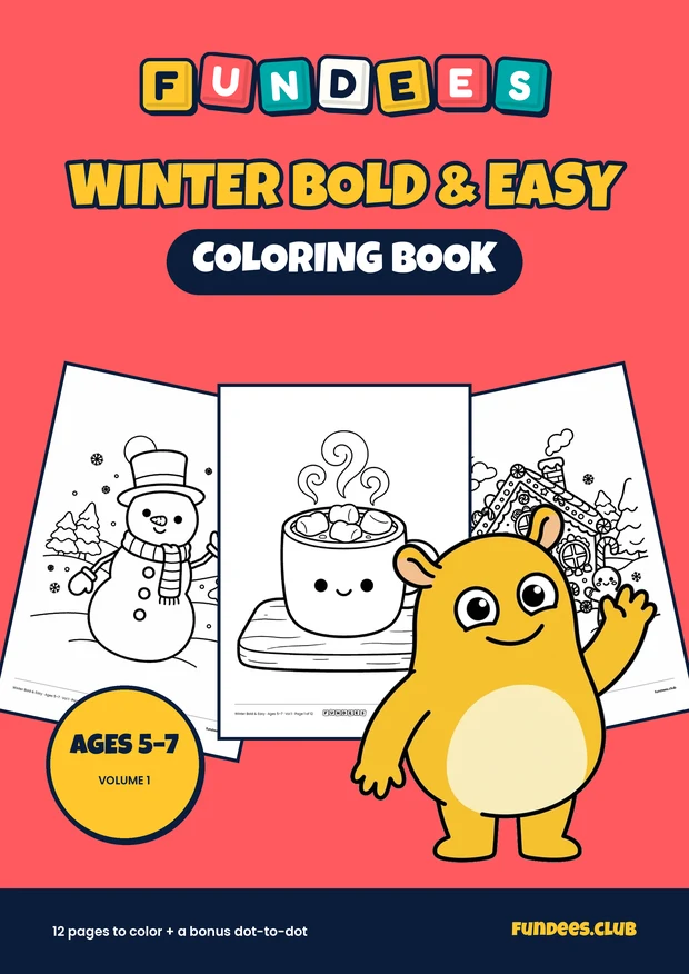 Winter Bold & Easy coloring book cover, Ages 5–7, volume 1